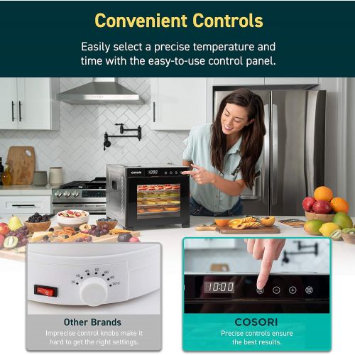  [아마존베스트]COSORI Food Dehydrator Machine (50 Free Recipes), Stainless Steel Dryer for Fruit, Meat Dog Treats, with Timer and Temperature, Control, 6 Trays, ETL Listed, Beef Jerky, Herbs, CP2