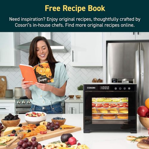  [아마존베스트]COSORI Food Dehydrator Machine (50 Free Recipes), Stainless Steel Dryer for Fruit, Meat Dog Treats, with Timer and Temperature, Control, 6 Trays, ETL Listed, Beef Jerky, Herbs, CP2