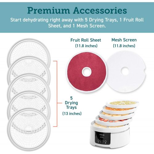  [아마존베스트]COSORI Food Dehydrator Machine (50 Recipes), Dryer for Fruit, Meat, Beef Jerky, Herbs Dog Treats, 5 BPA-Free Trays, with Timer and Temperature Control, Adjustable, ETL Listed, CO16