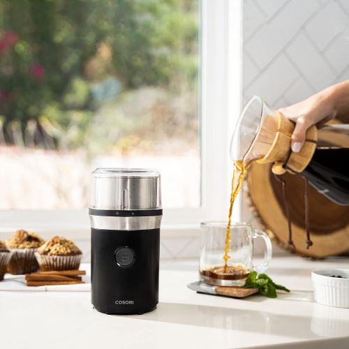  COSORI Coffee Grinder Electric, Coffee Beans Grinder, Espresso Grinder, Coffee Mill also for Spices, Herbs, Grains, Included 1 Removable Stainless Steel Bowl, Black