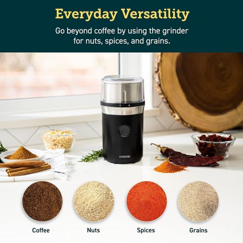  COSORI Coffee Grinder Electric, Coffee Beans Grinder, Espresso Grinder, Coffee Mill also for Spices, Herbs, Grains, Included 1 Removable Stainless Steel Bowl, Black