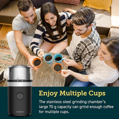  COSORI Coffee Grinder Electric, Coffee Beans Grinder, Espresso Grinder, Coffee Mill also for Spices, Herbs, Grains, Included 1 Removable Stainless Steel Bowl, Black