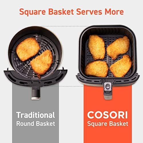  COSORI Air Fryer Oven Combo 5.8QT Max Xl Large Cooker (Cookbook with 100 Recipes), One-Touch Screen with 11 Precise Presets and Shake Reminder, Nonstick and Dishwasher-Safe Square