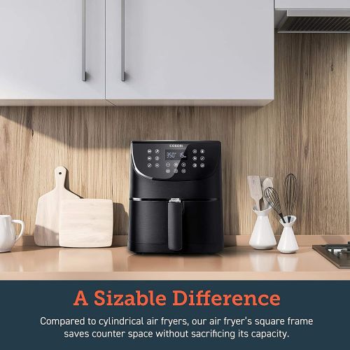  COSORI Air Fryer Oven Combo 5.8QT Max Xl Large Cooker (Cookbook with 100 Recipes), One-Touch Screen with 11 Precise Presets and Shake Reminder, Nonstick and Dishwasher-Safe Square