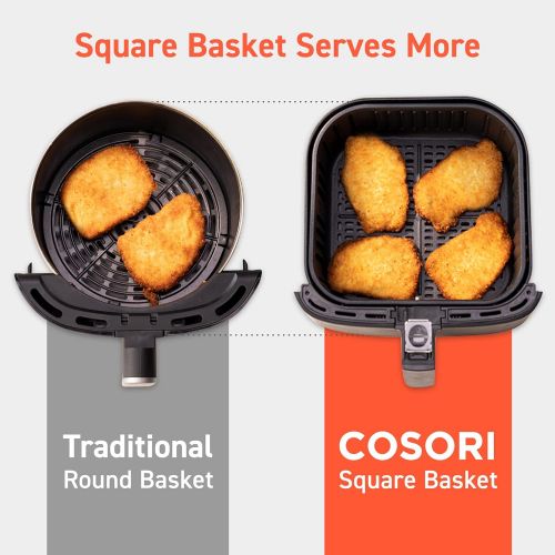  COSORI Air Fryer Oven Combo 5.8QT Max Xl Large Cooker (Cookbook with 100 Recipes), One-Touch Screen with 11 Precise Presets and Shake Reminder, Nonstick and Dishwasher-Safe Square