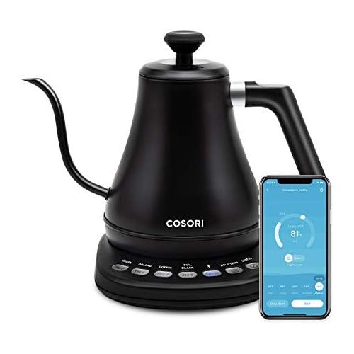  COSORI Electric Gooseneck Kettle Smart Bluetooth with Variable Temperature Control, Pour Over Coffee Kettle & Tea Kettle, 100% Stainless Steel Inner Lid & Bottom, Quick Heating, Ma