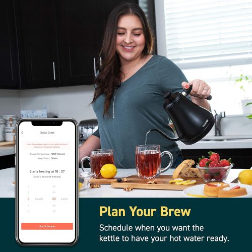  COSORI Electric Gooseneck Kettle Smart Bluetooth with Variable Temperature Control, Pour Over Coffee Kettle & Tea Kettle, 100% Stainless Steel Inner Lid & Bottom, Quick Heating, Ma