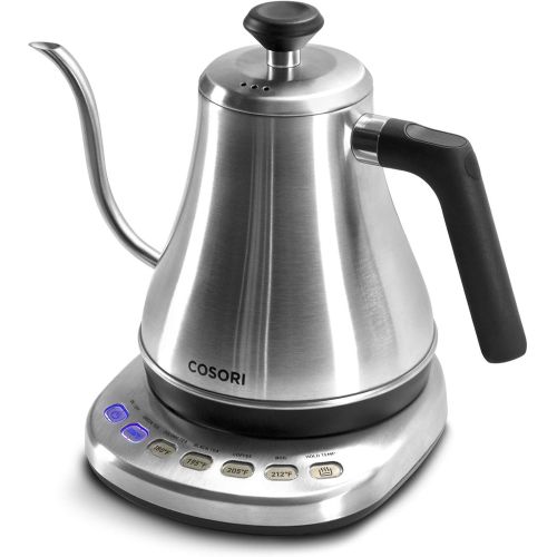  COSORI Electric Gooseneck Kettle with 5 Variable Presets, Pour Over Kettle & Coffee Kettle, 100% Stainless Steel Inner Lid & Bottom, 1200 Watt Quick Heating, 0.8L, Sliver