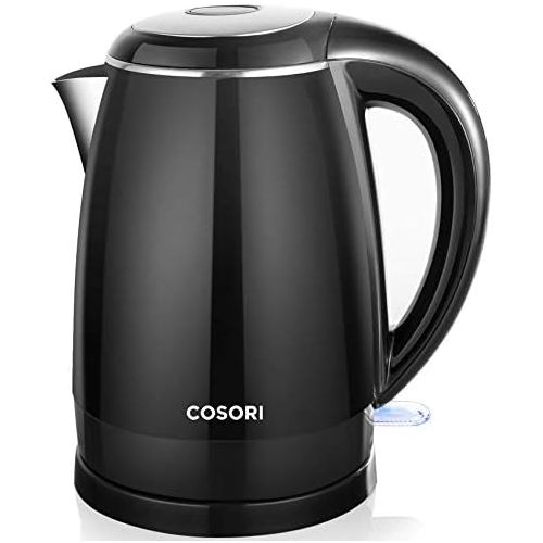  [아마존베스트]COSORI 1.8 Qt Tea Kettle Double Wall 304 Stainless Steel BPA Free Hot Water Boiler, Auto Shut-Off and Boil-Dry Protection, Cordless, ETL/CETL Approved, 1.8Qt, Black