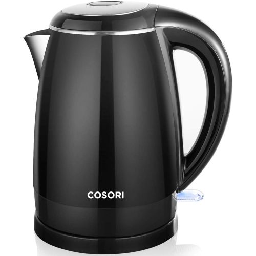  [아마존베스트]COSORI 1.8 Qt Tea Kettle Double Wall 304 Stainless Steel BPA Free Hot Water Boiler, Auto Shut-Off and Boil-Dry Protection, Cordless, ETL/CETL Approved, 1.8Qt, Black