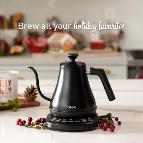  [아마존베스트]COSORI Electric Gooseneck Kettle with 5 Variable Presets, Pour Over Coffee Kettle & Tea Kettle, 100% Stainless Steel Inner Lid & Bottom, 1200 Watt Quick Heating, 0.8L, Matte Black