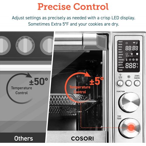  [아마존베스트]COSORI CO130-AO Air Fryer Toaster Oven Combo 12-in-1 Countertop Rotisserie & Dehydrator for Chicken, Pizza and Cookies, 100 Recipes & 6 Accessories Included, 30L, Silver