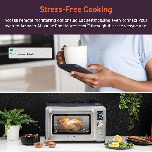  [아마존베스트]COSORI Air Fryer Toaster Oven Combo, 11-in-1 Countertop Dehydrator for Chicken, Pizza and Cookies, 30 Recipes & 4 Accessories Included, Work with Alexa, 25L, Silver