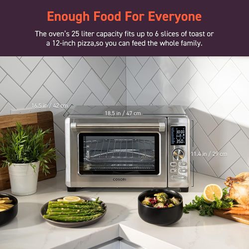  [아마존베스트]COSORI Air Fryer Toaster Oven Combo, 11-in-1 Countertop Dehydrator for Chicken, Pizza and Cookies, 30 Recipes & 4 Accessories Included, Work with Alexa, 25L, Silver