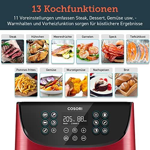  [아마존베스트]Cosori Air Fryer 5.5L XXL, Deep Fryer, Hot Air Fryer with Digital LED Touch Screen, 11 Programmes, Preheating And Keeping Warm, Shake Mode, 100 Recipe Booklet, Oil Not Included, 17