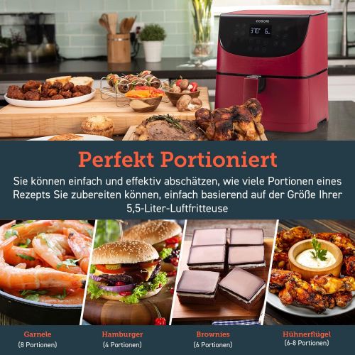  [아마존베스트]Cosori Air Fryer 5.5L XXL, Deep Fryer, Hot Air Fryer with Digital LED Touch Screen, 11 Programmes, Preheating And Keeping Warm, Shake Mode, 100 Recipe Booklet, Oil Not Included, 17