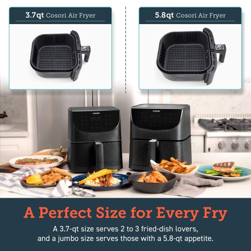  COSORI Air Fryer XL(100 Recipes included),5.8QT Electric Hot AirFryer Oven Oilless Cooker,11 Cooking Presets,Preheat& Shake Reminder, LED One Touch Digital Screen,Nonstick Basket,2