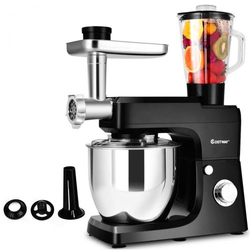 코스트웨이 COSTWAY 3 In 1 Upgraded Stand Mixer with Stainless Steel Bowl Blender Meat Grinder Sausage Stuffer