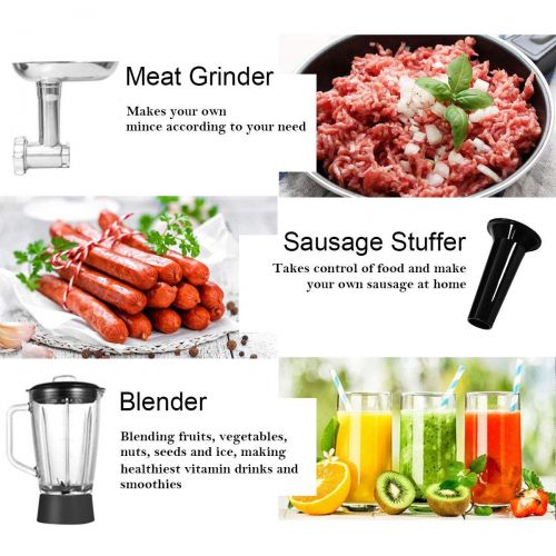 코스트웨이 COSTWAY 3 In 1 Upgraded Stand Mixer with Stainless Steel Bowl Blender Meat Grinder Sausage Stuffer