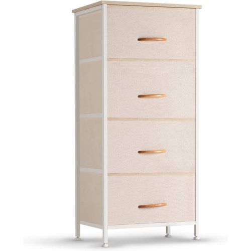  COSYLAND 4 Drawer Dresser Storage Tower, Fabric Organizer Unit Stable for Bedroom, Closet, Entryway, Hallway, Nursery Room Beige