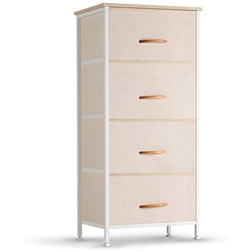  COSYLAND 4 Drawer Dresser Storage Tower, Fabric Organizer Unit Stable for Bedroom, Closet, Entryway, Hallway, Nursery Room Beige