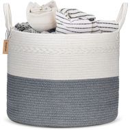 COSYLAND XXL Cotton Rope Basket 17x 17x15 Baby Laundry Woven Storage Hamper Baskets Blanket Toys Towels Nursery Bin with Handle