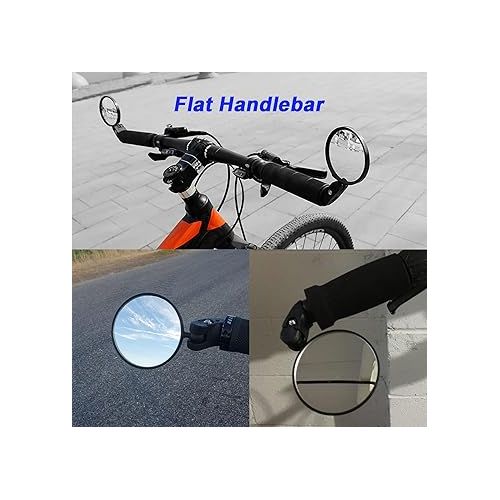  Bike Mirror, Bicycle Mirrors for Handlebars with 360-Degree Rotation and Unbreakable Convex Rearview Lens for Safe Cycling (2 Sets)