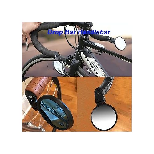  Bike Mirror, Bicycle Mirrors for Handlebars with 360-Degree Rotation and Unbreakable Convex Rearview Lens for Safe Cycling (2 Sets)