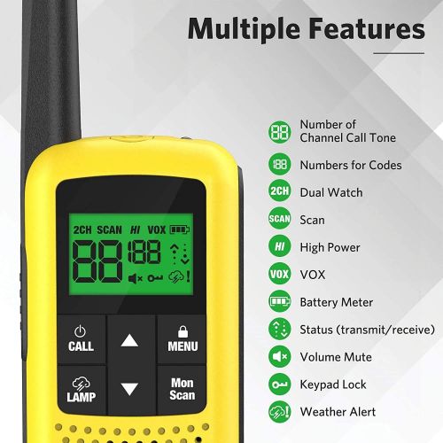  Walkie Talkies for Adults - COTRE Rechargeable Walkie Talkies with 2662 Channels, Up to 32 Miles Long Range Walkie Talkies, NOAA & Weather Alerts, VOX & Scan, LED Lamplight, Yellow