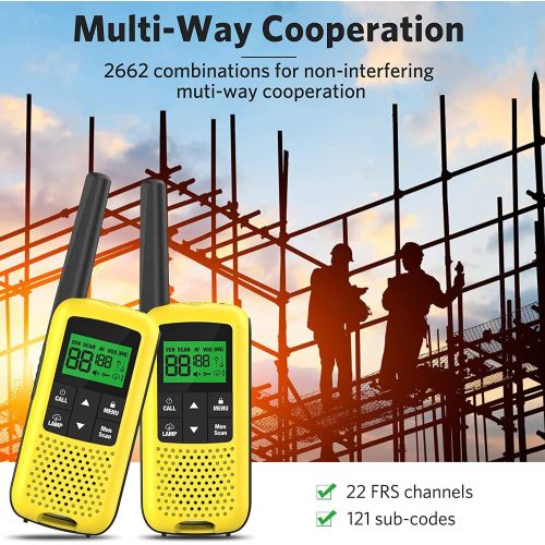  Walkie Talkies for Adults - COTRE Rechargeable Walkie Talkies with 2662 Channels, Up to 32 Miles Long Range Walkie Talkies, NOAA & Weather Alerts, VOX & Scan, LED Lamplight, Yellow