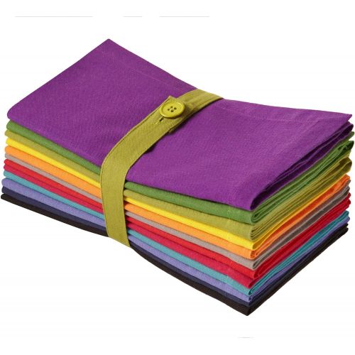  COTTON CRAFT Classic Cotton Set of 12 Pure Cotton Solid Color Dinner Napkins, 20 inch x 20 inch, Assorted Colors Multi Pack