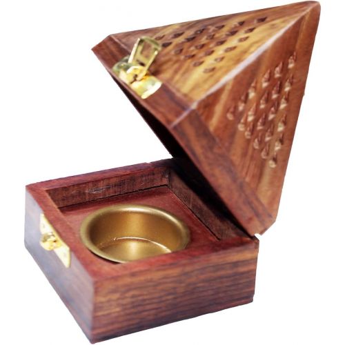  인센스스틱 COTTON CRAFT - 2 Pack - Wood Incense Burner Holder with Brass Inlays - Handmade from Solid Wood and Brass - Size - 10 x 1.4