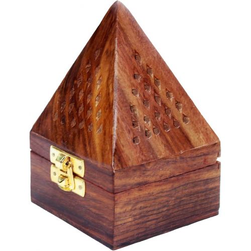  인센스스틱 COTTON CRAFT - 2 Pack - Wood Incense Burner Holder with Brass Inlays - Handmade from Solid Wood and Brass - Size - 10 x 1.4