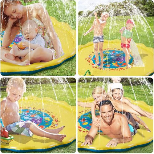  COUOMOXA Splash Pad Outdoor Water Play Sprinklers Toy for Kids UpgradedInflatable68 Summer Cooler Water Fun Backyard Splash Play Mat for Toddlers Boys Girls Pets