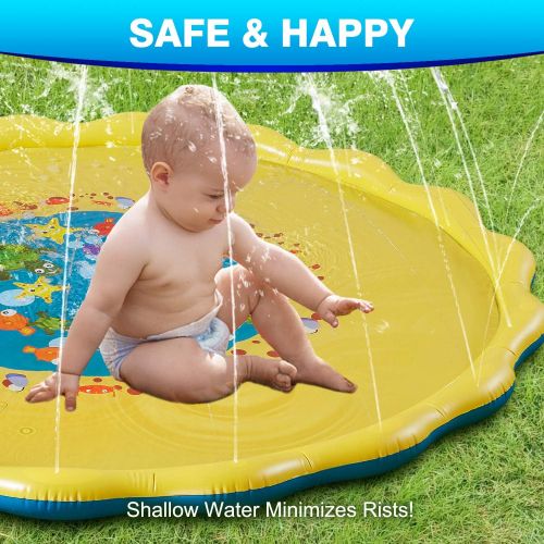  COUOMOXA Splash Pad Outdoor Water Play Sprinklers Toy for Kids UpgradedInflatable68 Summer Cooler Water Fun Backyard Splash Play Mat for Toddlers Boys Girls Pets