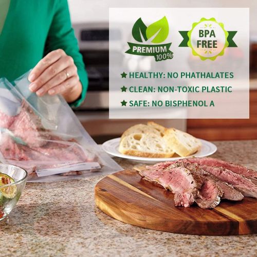  [아마존베스트]COVELL Food Vacuum Packing Bags Available in Three Sizes in Packs of 50 Bags, Reusable, BPA-Free, Robust Food Storage Bags in Pre-Cut Design, Vacuum Sealers