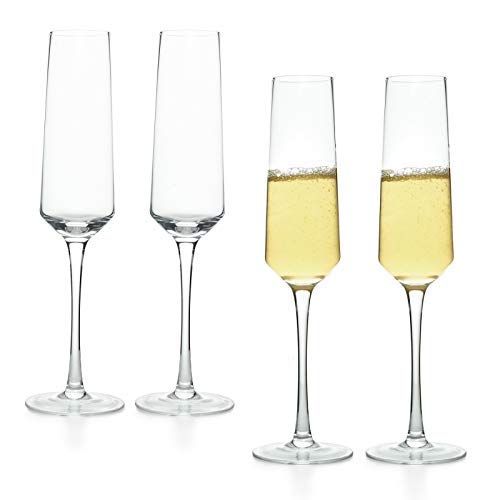  [아마존베스트]COYMOS Champagne Flutes Set of 4-8.5 oz Crystal Champagne Glasses Wine Stemware Clear Premium Glass Gift for Wedding Toasting Christmas Dishwasher Safe