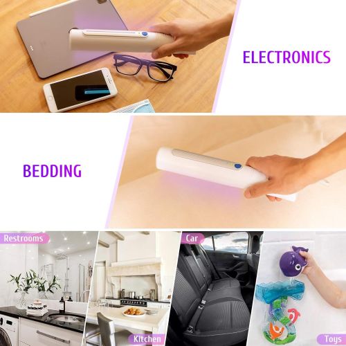  CO-Z Handheld UV Light Sanitizer, Portable Ultraviolet Light Sterilizer Wand, 99.9% Disinfection Room Bedding and Laundry Sanitizer, UV-C Sanitizing Light Wand for Home Office Car