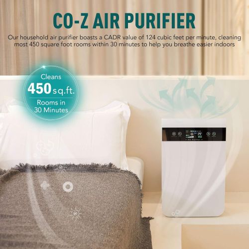  CO-Z HEPA Air Purifier for Home Office, 540 sq ft Room Capacity, 6 Layer Air Cleaner with True HEPA Filter, Air Ionizer, Remote Control, Large Air Purifier for Smokers