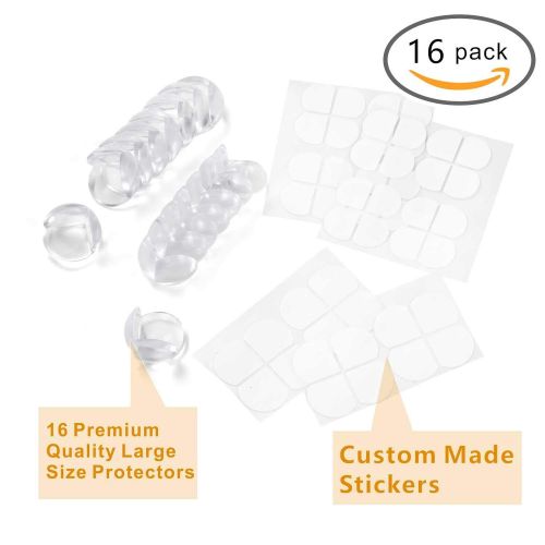  [아마존베스트]COZILIFE Corner Protector (16 Pack) - Baby Proofing Corner Guards for Baby Safety, Advanced Clear Protectors and Custom-Made Stickers for Furniture Against Sharp Corners, Kraft Box