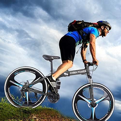  COZYPAY 26 inch 21 Speed Folding Mountain Bike High Carbon Steel, Full Suspension MTB Bicycle for Adult, Double Disc Brake Outroad Mountain Bicycle for Men Women,Fast Delivery [ USA in Sto