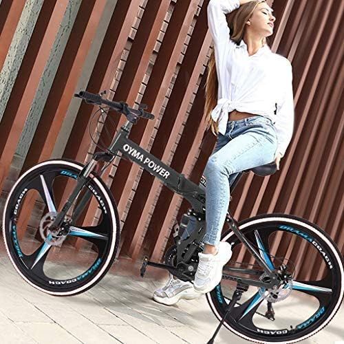  COZYPAY 26 inch 21 Speed Folding Mountain Bike High Carbon Steel, Full Suspension MTB Bicycle for Adult, Double Disc Brake Outroad Mountain Bicycle for Men Women,Fast Delivery [ USA in Sto