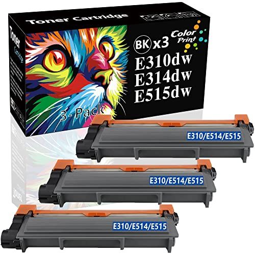  CP ColorPrint Compatible E515DW Toner Cartridge Replacement for Dell E310DW E515 E514 E310 Work with E514DW E515DN PVTHG 593 BBKD P7RMX Printer (Black, 3 Pack)