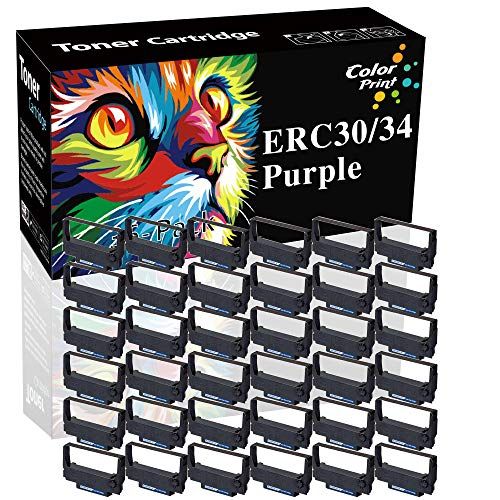  CP ColorPrint Compatible POS Ribbon ERC-30 ERC 30 34 38 Ribbon for use in Epson M119 M119B M119D M133A M270 M17-JB M52-JB TM-U325 TM-U370 TM-U375 TM-200 TM-260 Printer (36-Pack, Purpl