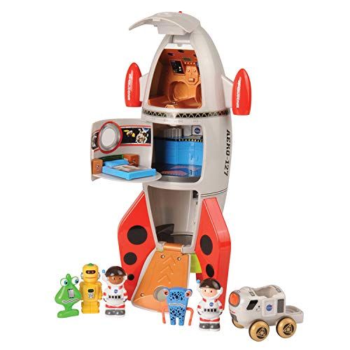  CP Toys Plastic Space Mission Rocket Ship with 5 Figures and Realistic Sounds / 7 pc. Set