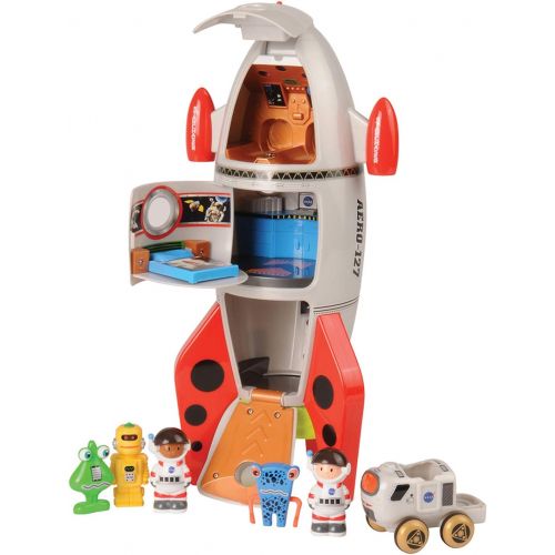  CP Toys Plastic Space Mission Rocket Ship with 5 Figures and Realistic Sounds / 7 pc. Set