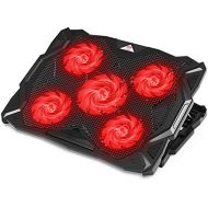 CP3 Laptop Cooling Pad 5 Quiet Fans Computer Cooling Pads for Laptops, Support Up to 17.3 Inch Heavy Duty Notebook, Laptop Fan Stand with LED Light for Gaming, Office, Work from Ho