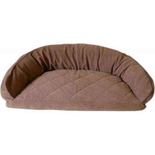  Cpc CPC Diamond Quilted Semi Circle Saddle Lounge for Dogs and Cats with Chocolate Piping, 35 x 23 x 12-Inch