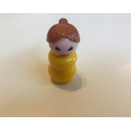 CPJCollectibles Vintage Fisher Price Little People Figure 1960s 70s Fisher Price Brown Haired Woman Yellow Dress, School Teacher Little People
