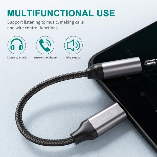  CPLUS Hi-Res Certified DAC 3.5mm to USB C Headphone Adapter Al Alloy Head for Samsung Galaxy S22/S21/S20 Ultra/Note10 S10 S9 Plus S6, iPad Pro,OnePlus 8T 7T,Type C to Aux Dongle